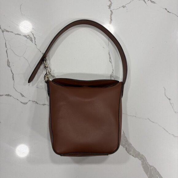 Massimo Dutti Purse Modern Bucket Bag Brown Minimalist Structured - Picture 2 of 11
